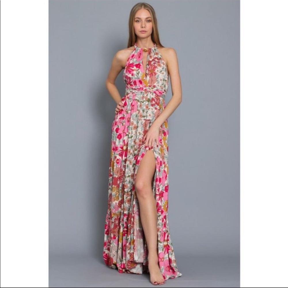 Peek-A-Boo Halter Maxi Dress